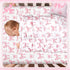 HunnmingRe Set 3 Set Baby Pink Bow Crib Bedding Pcs Crib Baby Blanket, Fitted Sheet, Pillowcase Soft Flannel Nursery