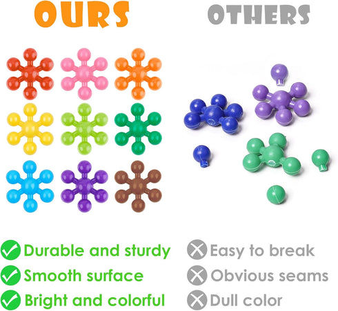 Snowflake Interlocking Building Block Educational Toy, 300PCS for Kids Ages 3+, Multi-Color STEM Toy with Carrying Case