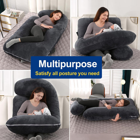 cauzyart Pregnancy Pillows for Sleeping U-Shape Full Body Pillow and Maternity Support - for Back, HIPS, Legs, Belly