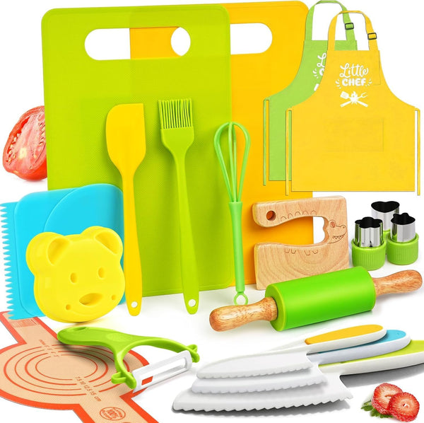 Montessori Kitchen Tools for Toddlers-21PCS Kids Cooking Sets Real-Montessori Cooking Set for