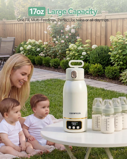 17 OZ Portable Bottle Warmer for Travel, Fast Baby Bottle Warmer Portable with Precise Temperature Control, Milk
