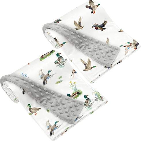 FIGEPO 2 Pack Mallard Duck Baby Blanket (30"X40") for Baby Boys or Girls