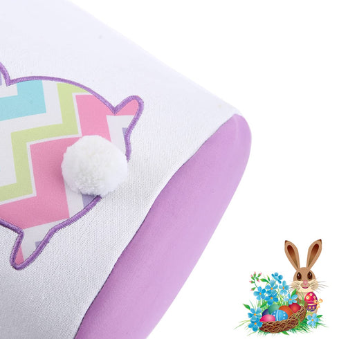 Cootato Easter Bunny Basket Bags for Kids, Personalized Canvas Cotton Bucket with Stripe Rabbit Pattern for Egg Hunt