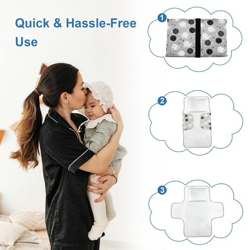 Cute Snail Portable Diaper Changing Mat,Waterproof Foldable Travel Changing Pad,On-The-Go Wipeable Reusable Changing