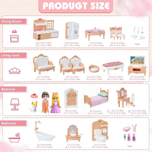 MOLINGXUAN Set, 48 Set Princess Dollhouse Furniture Piece Luxury Miniature Accessories Collection with Living Room