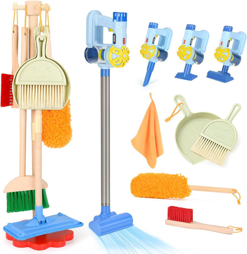 Dreamon Wooden Toddler Cleaning Set - 11Pcs Kids Cleaning Toy Set with