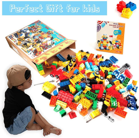 Building Blocks Car Set for Kids, 171 Pieces for Toddlers 2-5, Classic Large Building Bricks, Educational Toys