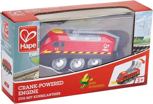 Set, Hape Hand Crank Powered Train | Button Operated, Rechargeable Kinetic Powered Engine and Lights, Kids Toy