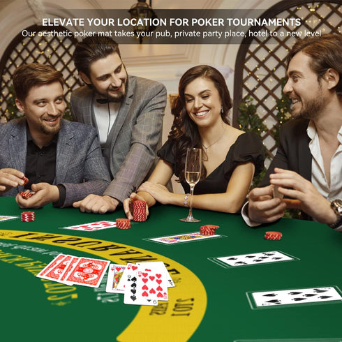 70" 35" x Poker Mat for Table with Carrying Bag, Professional Casino Blackjack Tabletop Layout Poker Table Mat