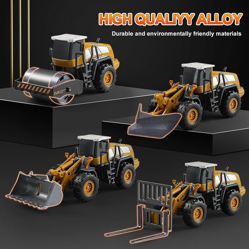 Set 1:40 1:55 Bulldozer, Construction Trucks Toy Alloy Inertia Driving & Simulation Model Toys, Including Forklifts