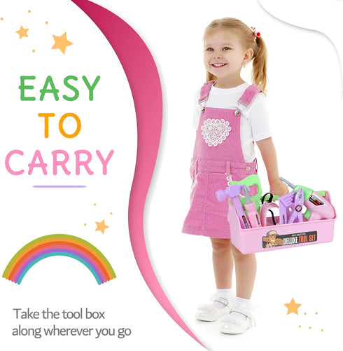 Set Playset 3 4 5 6 Kids Tool - Toddler Tool with Toy Drill, Toy Tool Box, Construction Tools - Pretend Play Toddler