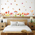 Watercolor Mushroom Wall Decals Colorful Mushroom Wall Stickers Cute Animal Autumn Leaf