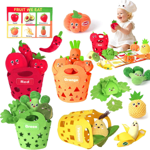 Baby Color Sorting Sensory Toys for 6-12 Months - 17 PCS Fruit