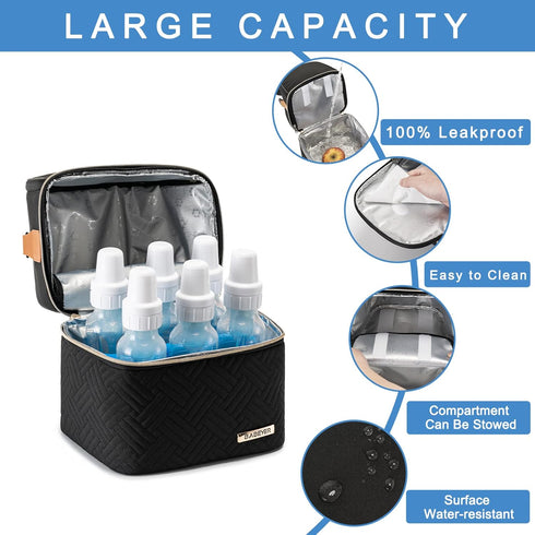 Pack 6 9 Breastmilk Cooler Bag with Ice Fits Baby Bottles up to Ounce, Breast Milk Pump Cooler Bag with Shoulder Strap