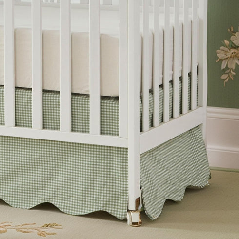 Brandream Scallop Edge Cotton Crib Skirt, Baby Boy, Baby Girl, Gender Neutral Crib Skirt Toddler Bedskirt Farmhouse