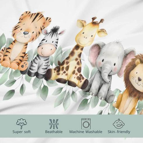 32"/34" 16" HawSkgFub Safari Jungle Baby Animal Leaf Changing Pad Cover, Natural Elephant Giraffe Zebra Lion Tiger