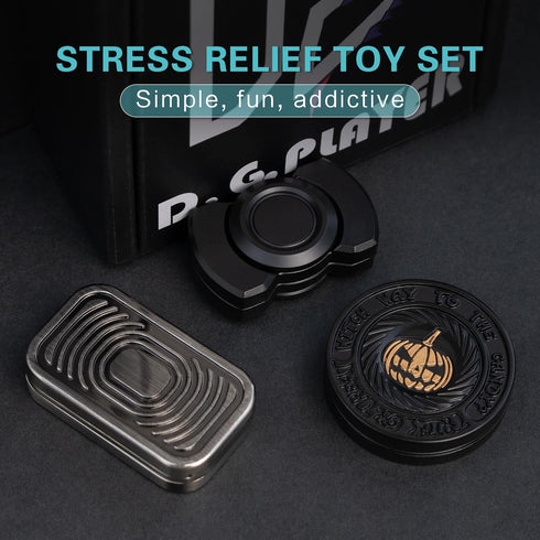 Set, Fidget Toys Adults Metal Fidget Slider, Spinner and Haptic Coin, Decompression Metal EDC Cool Figette Toys