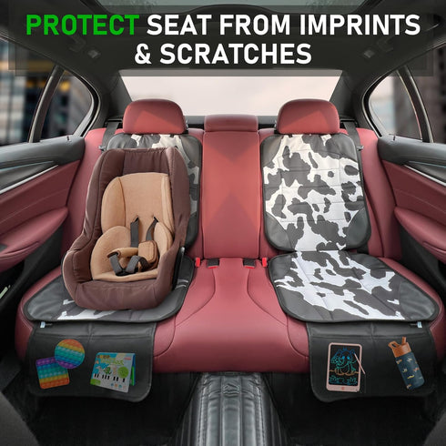 2 Pockets(2 Pack) Siivton Car Seat Protector for Child Car Seat,Waterproof Car Seat Cover with Thick Padding, Non-Slip