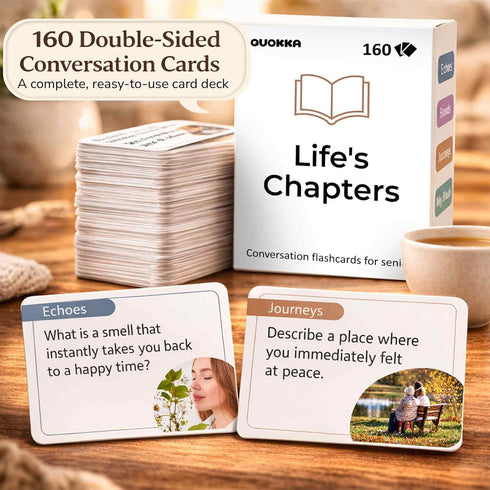 160 QUOKKA Conversation Cards for Seniors Memory Card Game Alzheimer's Dementia Activities Large Print Conversation