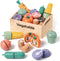 10 PCS Vegetable Wooden Play Food Set for Kids Kitchen, Wooden Food
