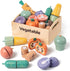 10 PCS Vegetable Wooden Play Food Set for Kids Kitchen, Wooden Food