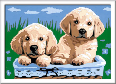 Ravensburger CreArt Cute Puppies Paint by Numbers Kit for Kids, 24 x 18 cm, Canvas & Acrylic Paints