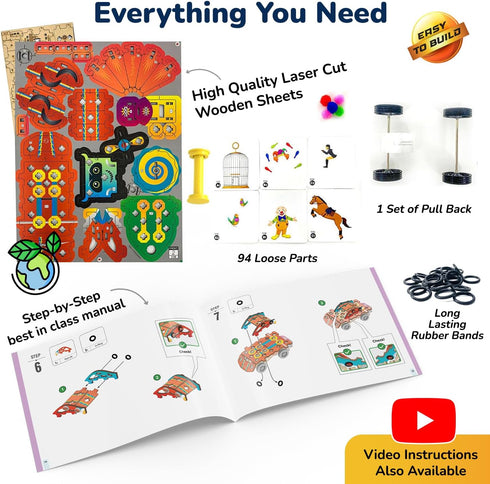 20in1 6-7-8-9-10-11-12 6-12 Smartivity Spin-n-Go Kit for Kids Ages I Build a Moving Robot, CAR, Airplane & More I