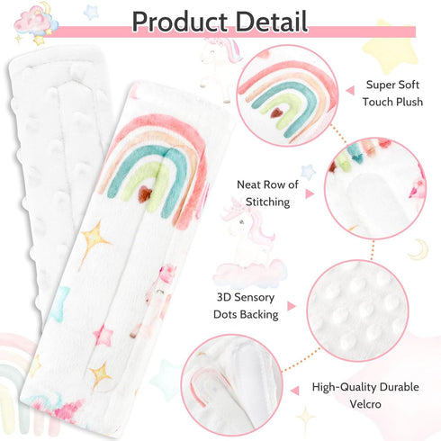 Unicorn Baby Car Seat Strap Covers & Nursing Pillow Cover - Soft Organic Knit