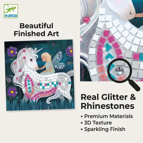 6+ DJECO LGA Enchanted World Mosaic Kit - Create Your Own Spark w/Glitter & Rhinestones for Home - Fun & Creative