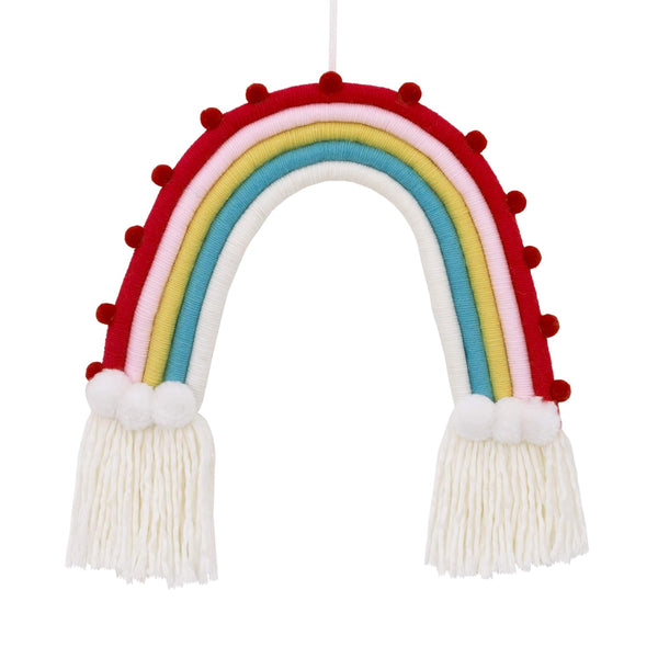 NoJo Little Love Rainbow Tapestry, Red, Pink, Yellow, Blue, and White Yarn Wall Décor