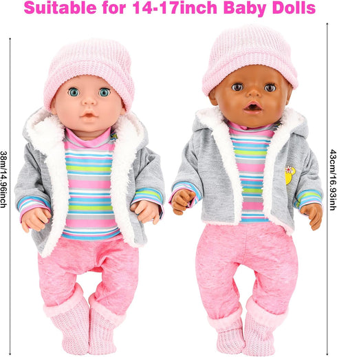 HONLAELLA 5 14-16 inch 18 Inch Pieces Baby Doll Clothes & Accessories with Outfit, Hat, Coat, Socks, Hanger for Baby