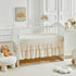 3 Set Pieces Tufted Crib Bedding with Ruffle Fringe, Beige Ruffled Comforter with Fitted Sheet and Bed Skirt , Soft
