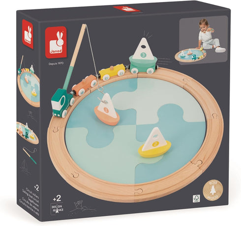 Janod Bolid FSC Wood and Cardboard Sailboat Track - Early Toy with Circuit, Puzzle & Accessories for 2 Years +