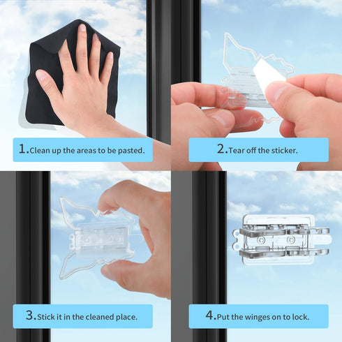 6 Pcs Child Proof Sliding Door Lock - Safety Lock for Patio Door, Sliding Glass Window, No Drilling Required