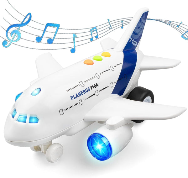 Airplane Toys for Toddlers 1:200 Friction Powered Toy Plane with Flashing Lights
