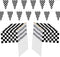 98ft Checkered Black & White Pennant Banner, Racing Flags with 20Pcs 11.8 Inch Plastic Sticks