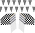 98ft Checkered Black & White Pennant Banner, Racing Flags with 20Pcs 11.8 Inch Plastic Sticks