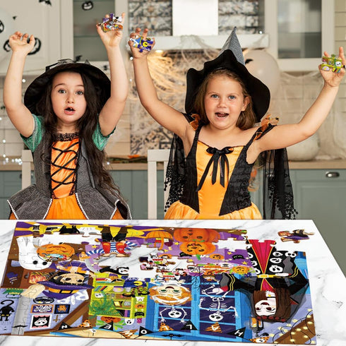 Halloween Jigsaw Puzzles 100 Pieces - Colorful Costume Party Puzzles, Family Game Gift, 27.5 x 19.7 Inch