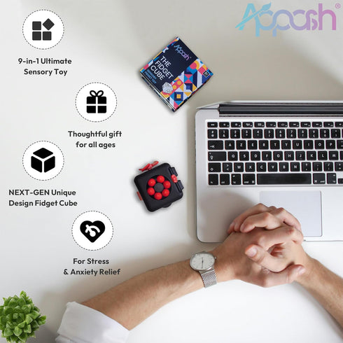 9-in-1 Fidget Cube - Premium Ultimate Sensory Fidget Toy for Stress & Anxiety Relief | Features ACU Rollers, Clickable