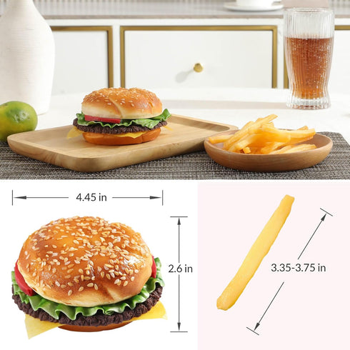 Joeabor 12 Artificial Hamburger & Artificial French Fries Realistic Fake Food for Display Faux Burger for Decoration