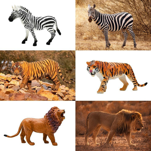 BOLZRA Playset 21Pcs Safari Animals Figures Toys, Realistic Wild Zoo Animal Figurines, Plastic African Jungle Animals