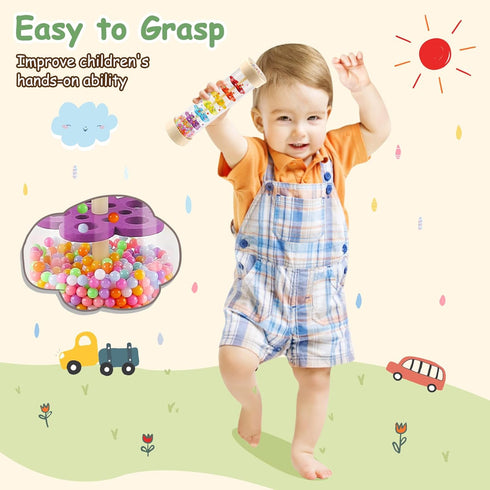 LOOIKOOS Rainmaker Rain Stick Musical Instrument for Babies - Baby Rattle Shaker Sensory Developmental Toy for Kids