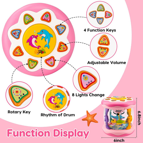 0-6 Tummy 0-3 4 5 6 7 8 9 6-12 1 Baby Girls Toys Months Ocean Projector Rotating Musical Light Up Time Toy Infant