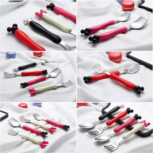 Children Spoon Fork Set, Baby Feeding Spoon Stainless Steel, Kids Eating Utensils, Toddler Flatware