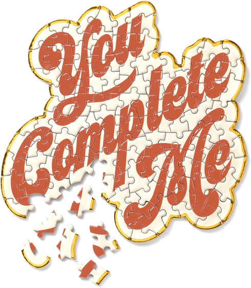 Brass Monkey 100-Piece Jigsaw Puzzle - You Complete Me - Shaped Puzzle with Gold Foil