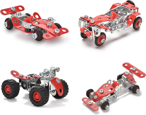 Racing Car Erector Sets for Boys Ages 8-12, Metal Building Kit, STEM Toys for Boys Age 8-12, Roadster Red Model