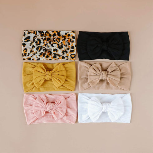 Baby Girl Nylon Headbands with Bows - Newborn Infant Toddler Hair Accessories