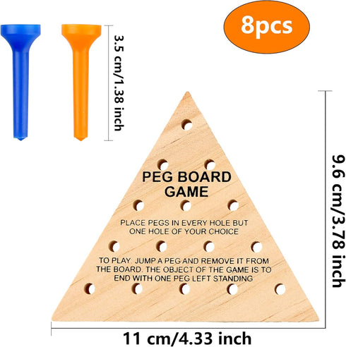 8 Packs Wooden Triangle Peg Games Family Wooden Board Game Learning Puzzles Strategy Toy for Travel Gathering Teens Adult