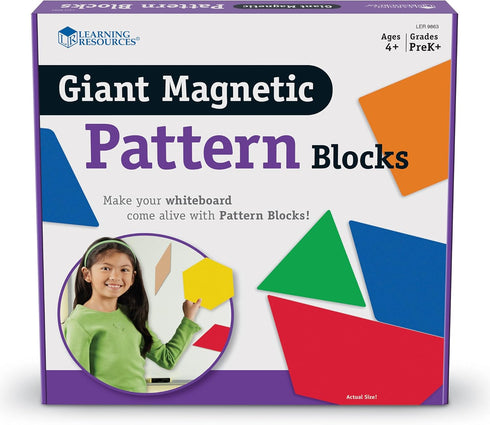 Learning Resources Giant Magnetic Pattern Blocks - Kindergartner Activities, Math Tools, Shape