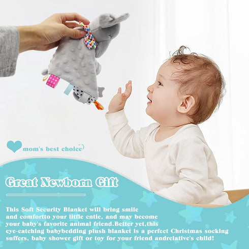 Elephant Baby Lovey, Unisex Newborn Security Blanket for Boys and Girls, Soft Lovie Baby Gifts, Grey